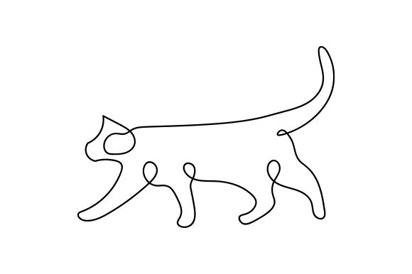 Abstract Line Art Cat Drawing Review for Embroidery Projects