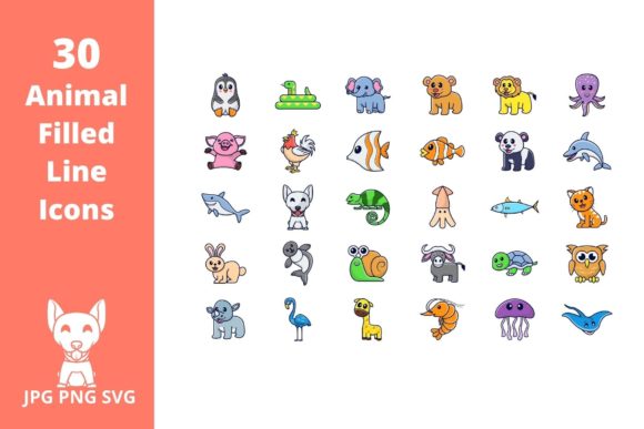 Animals Icon Set 30 Filled Outline Icons Review