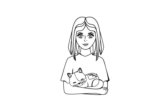 Anime-style Girl Cuddling a Cat Embroidery Review