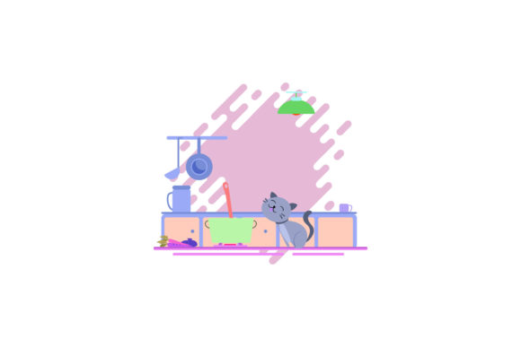 Cat Icon Cute in the Kitchen Blue Review