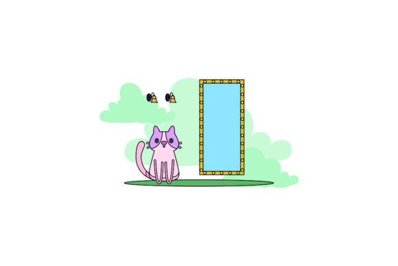 Cat Icon Cute Mirror Color Outline Review