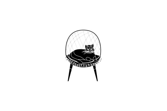 Cat Icon Cute on Chair Black Filled