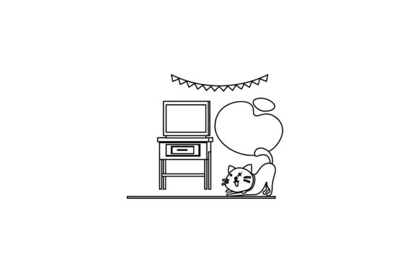 Cat Icon Cute Television Coloring Page Review