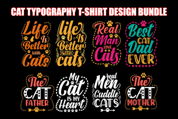 Cat Typography T-Shirt Design Bundle Review