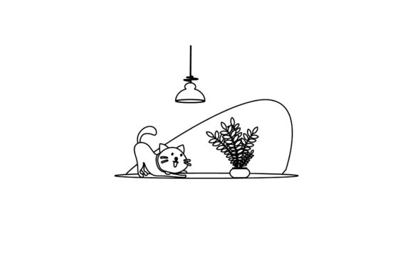 Flat Icon Cat Eyeing Coloring Page Review
