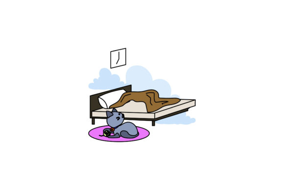 Icon Cute Cat Played Ball Color Outline Review