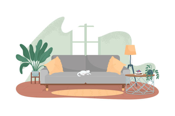 Modern Living Room Vector Web Banner Review